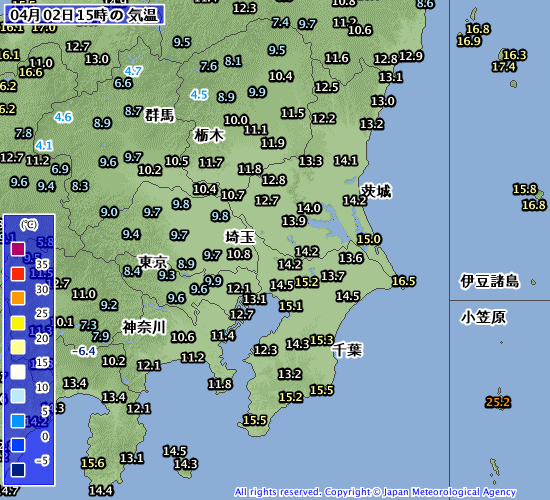 １５時の気温