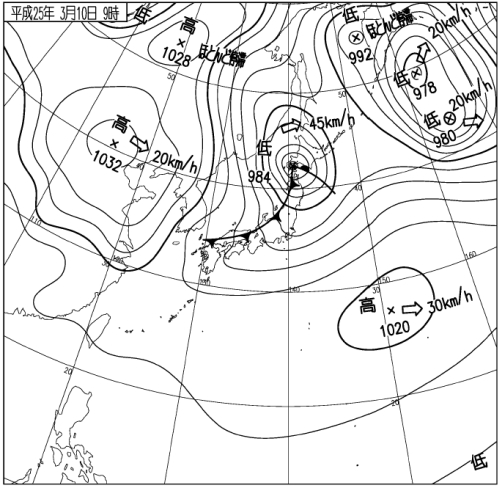 地上天気図　３月１０日９時